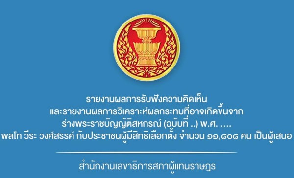 รายงานผลการรับฟังความคิดเห็นและรายงานผลการวิเคราะห์ผลกระทบที่อาจเกิดขึ้นจากร่างพระราชบัญญัติสหกรณ์ (ฉบับที่ ..) พ.ศ. .... 